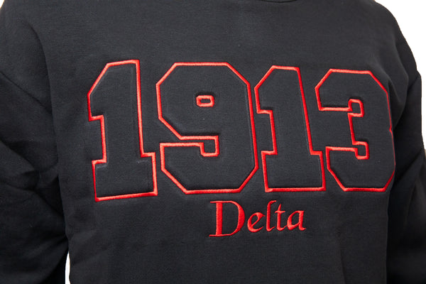 Delta Black and Red 1913 Puff Design Sweatshirt