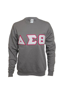 Delta Grey Sweatshirt with White Chenille Letters