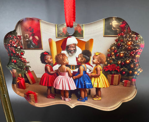 Crystal Holiday Ornaments: Santa's Quartet