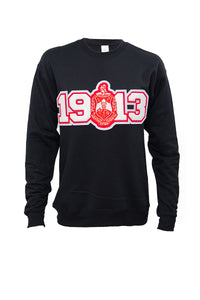 Delta Black Sweatshirt with White 1913 Chenille